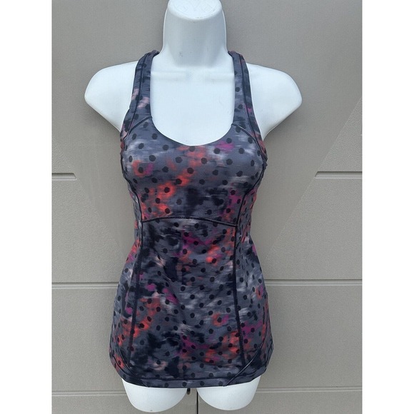 Lululemon Kanto Catch Me Tank Top Polka Dot Size 4 Windy Blooms Regal Plum Soft - Picture 5 of 10